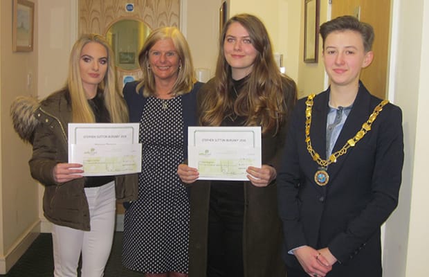 Morgan Thomas, Jane Sutton, Freya Houghton and Burntwood Town Council chairman Cllr Beth Fisher