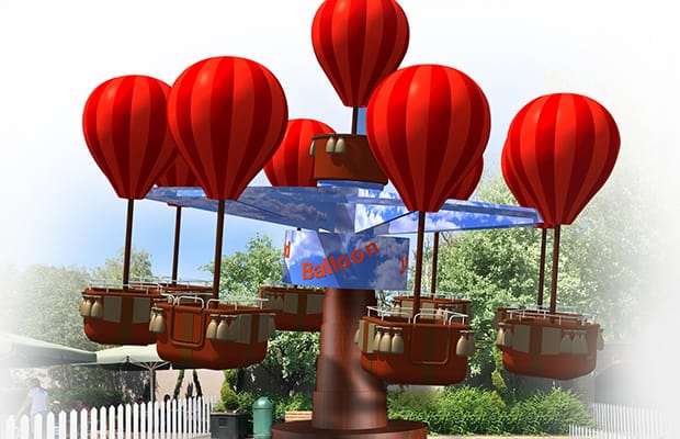 An artist's impression of the new James and the Red Balloon ride