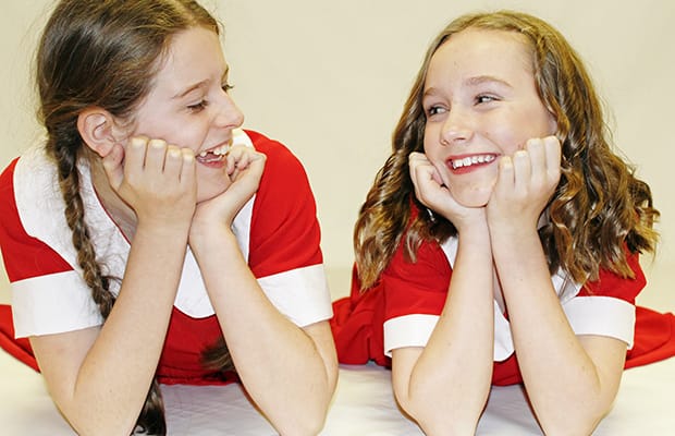 Molly Bagley and Katie Davey prepare to play Annie