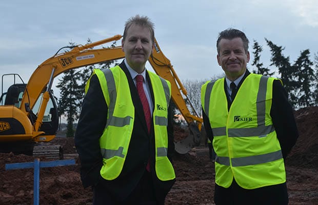 Police and Crime Commissioner Matthew Ellis with Deputy Chief Constable Nicholas Baker at the site of the new police facility in Lichfield
