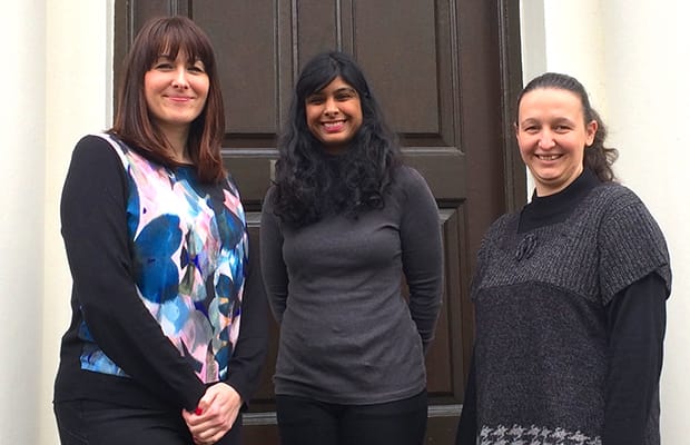 Cathy Fellows and Natasha Hettihewa-Young from the Lichfield Arts Fuse Festival with Jennifer Mears from the Lichfield Festival