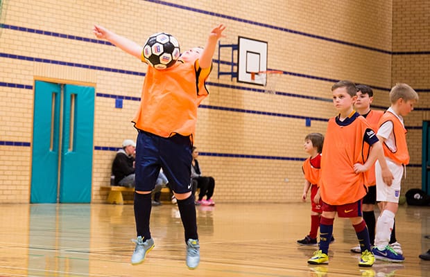 A football coaching session at Burntwood Leisure Centre