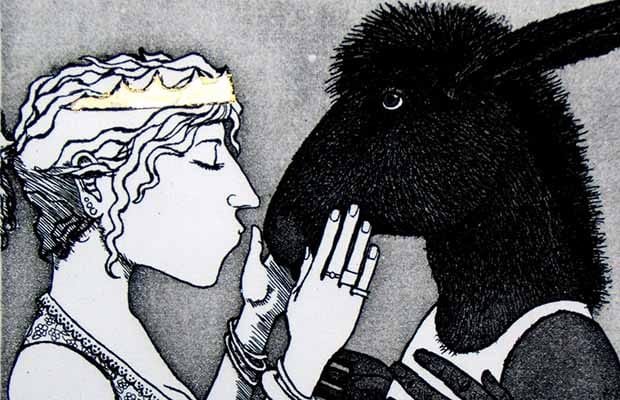 Kiss - Etching with gold leaf by artist Frans Wesselman