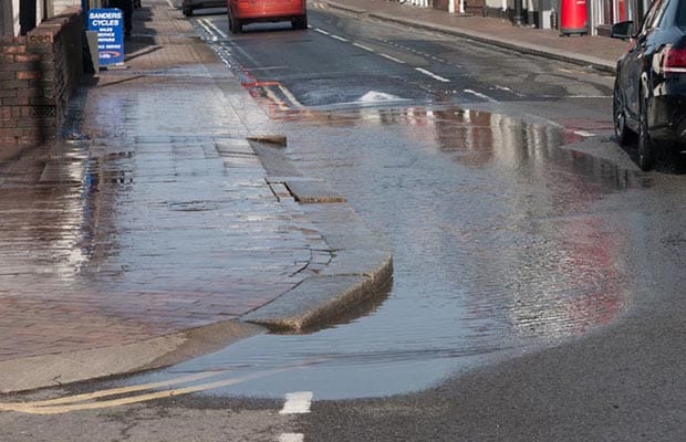 The flooded section of Chasetown High Street