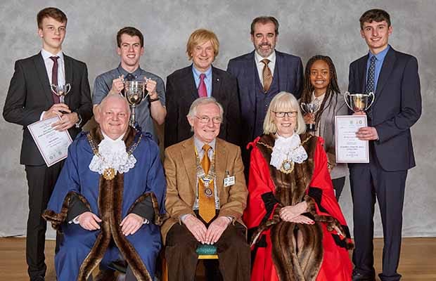 Jack Askew, James Wilson, Michael Fabricant MP, Simon Price, Pamela Nyambayo, and Nathan de Giorgi, with judges Robert Yardley, David Ratcliffe and Cllr Sheelagh James