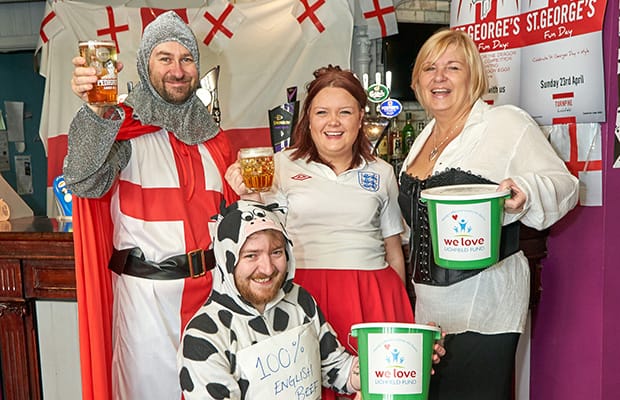 Staff at the Turnpike getting ready for their St George's Day celebration event