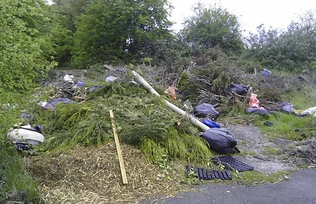 Waste left on private land off the A38