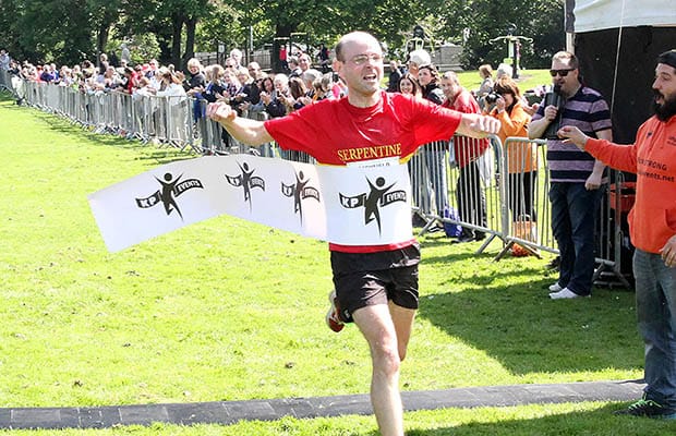 Simon Craddock crosses the line