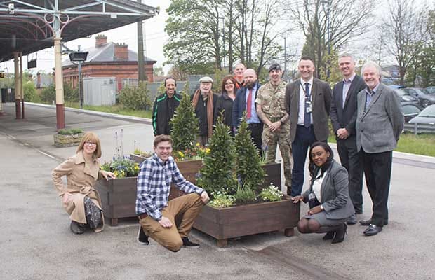 The new planter is unveiled at Lichfield City station