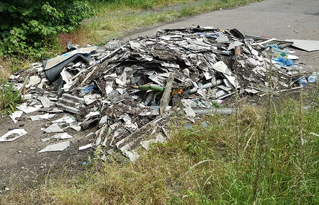 The pile of asbestos dumped in Mile Oak
