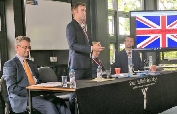 Chris Worsey speaking at the hustings event