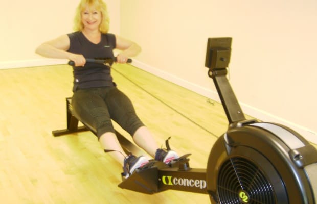 Lyn Rogers on one of the new rowing machines