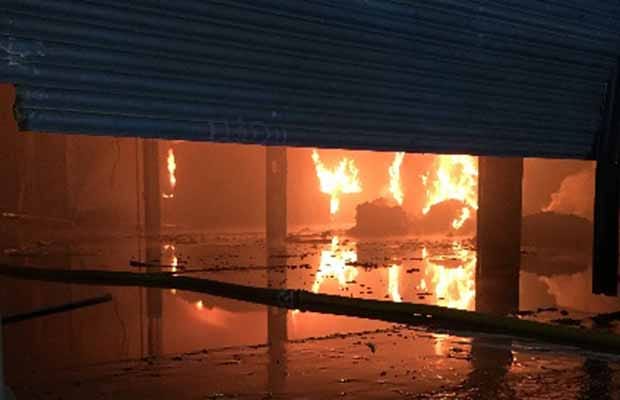 Flames inside the industrial unit