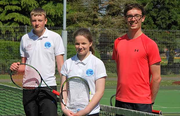 Sam Brown and Charlotte Ward with lead coach James Graney