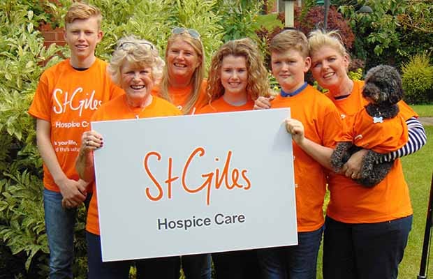 St Giles Hospice volunteer Joan Fairley with members of her family