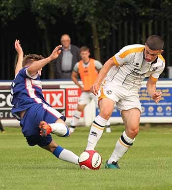 Luke Davis makes a tackle. Pic: Dave Birt