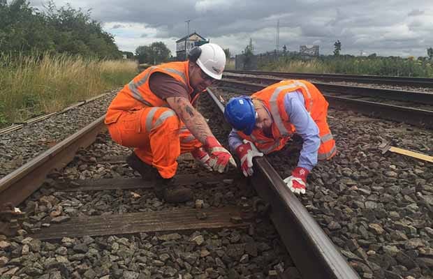 Michael Fabricant helping to inspect the track near Lichfield Trent Valley