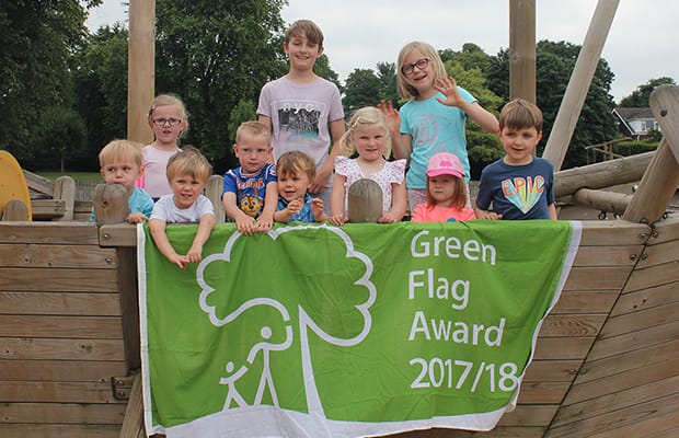 Youngsters with the Green Flag Award in Beacon Park