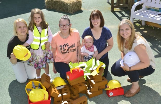 Linda Riddet-Smith, Ellie Howard (four), Katie Shuck of the centre, Elsie Winwood (11 months), Shevonne Hodson-Walker from Spark with and Danielle Goffe-Wood from Cameron Homes