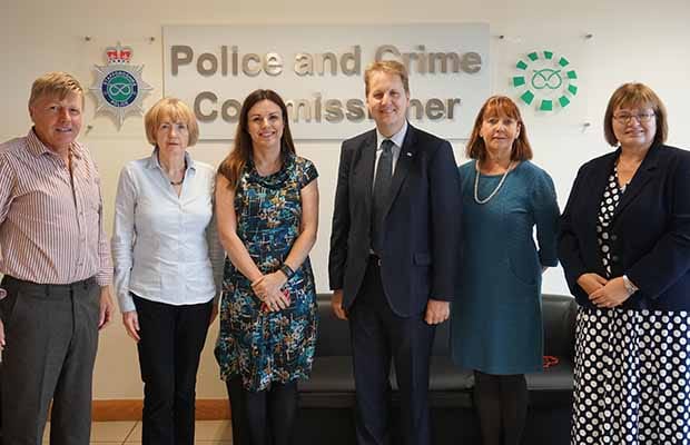 Police and Crime Commissioner Matthew Ellis (centre) with new panel members, including Tony Wilmot