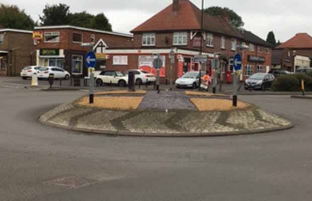 The start of the redesign of Swan Island's roundabout