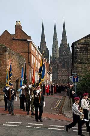 The Remembrance Sunday parade in Lichfield