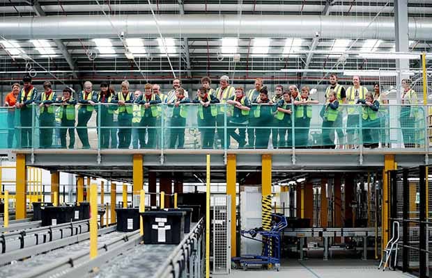 The scouts during a visit to the Amazon centre in Rugeley