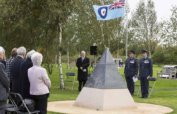 The dedication ceremony for the IX(B) Squadron Memorial
