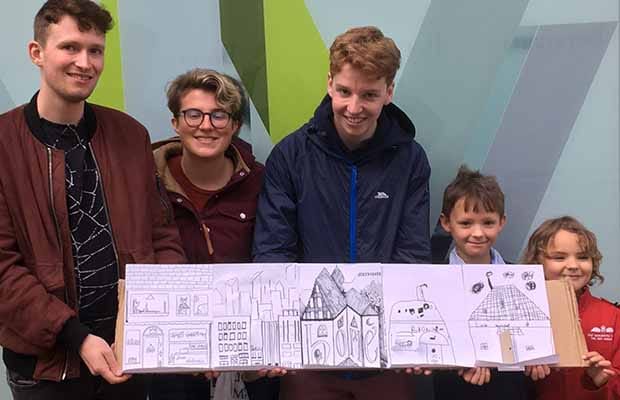 The street scene shoppers created with Bob Moulder