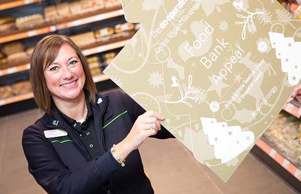 Liisa Hollis launching the Christmas Foodbank Appeal
