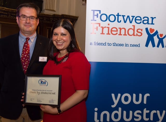 Shaherazad Umbreen receiving her Footwear Friends award