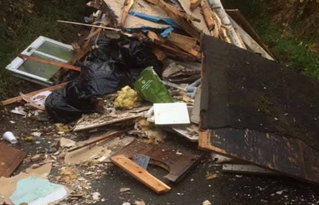 Some of the waste dumped on Gravelly Lane in Stonnall
