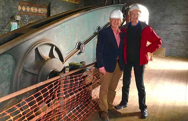 Michael Fabricant MP with Cllr David Dundas inside the Sandfields Pumping Station