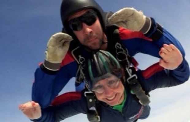 Vicky Rogers doing her fundraising skydive