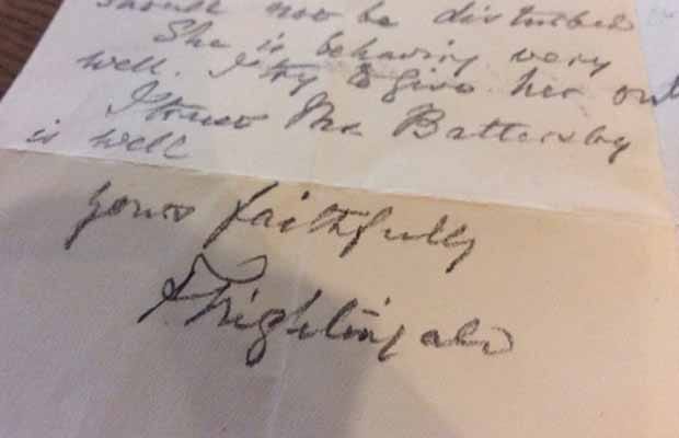 The letter signed by Florence Nightingale