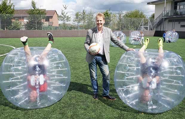 Police and Crime Commissioner Matthew Ellis at a Space zorbing event