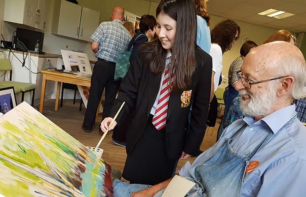 Artist Keith Wilkins with Eleanor Young