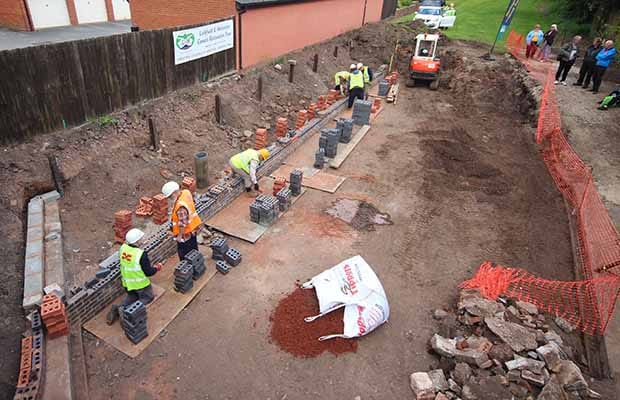 Lichfield and Hatherton Canals Restoration Trust volunteers preparing the Garden of Reflection
