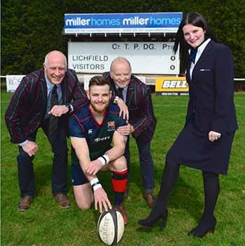 Representatives from Lichfield Rugby Club and Miller Homes Midlands celebrating the new sponsorship deal