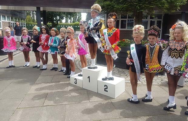 Heidi Hawkes on top of the podium at the Tierney Feis in Leeds