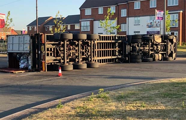 The overturned HGV. Pic: Staffordshire Police