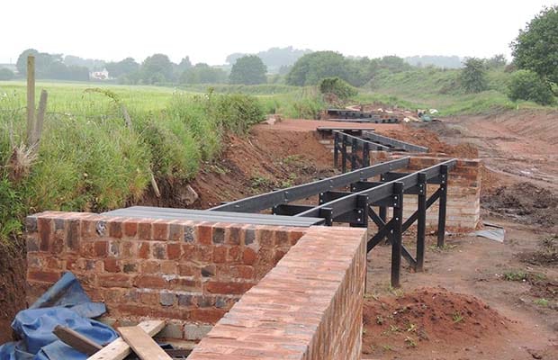 The newly built wall and boardwalk at Fosseway Heath Nature Reserve and Wetlands