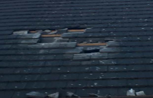 Damage to the roof of Burntwood Rugby Club
