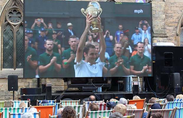 Crowds watching Wimbledon in Market Square. Pic: Lichfield BID
