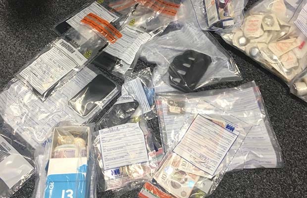 Some of the items found during the police raid in Burntwood