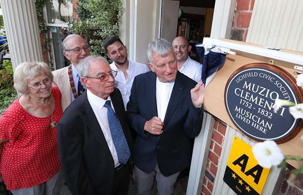 The unveiling of the blue plaque at the Hedgehog pub