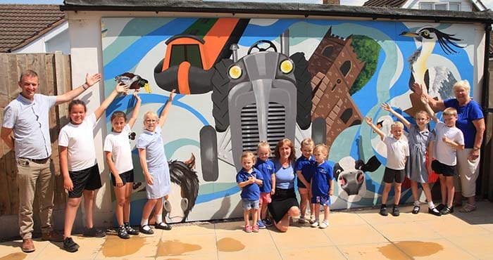 The unveiling of the new mural at Stepping Stones Pre-School in Alrewas