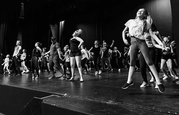 The cast of Once Upon A Mattress in rehearsals