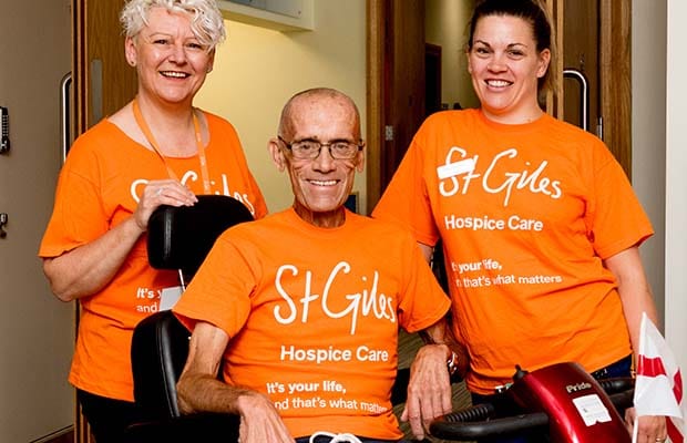 Hospice patient George Hope taking part in Orange Week