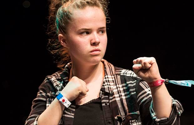 Rebecca Mills in rehearsals